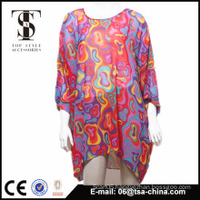 Women Colorful dress maxi dress peacock printing poncho